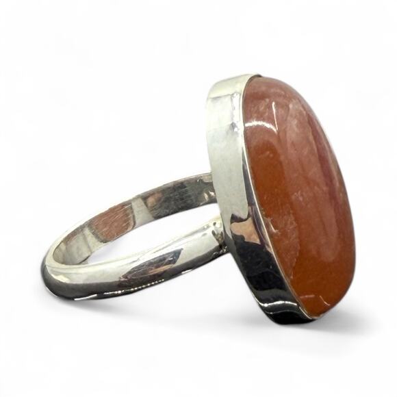 Natural Oval Peach Moonstone 925 Sterling Silver Size - Picture 4 of 8